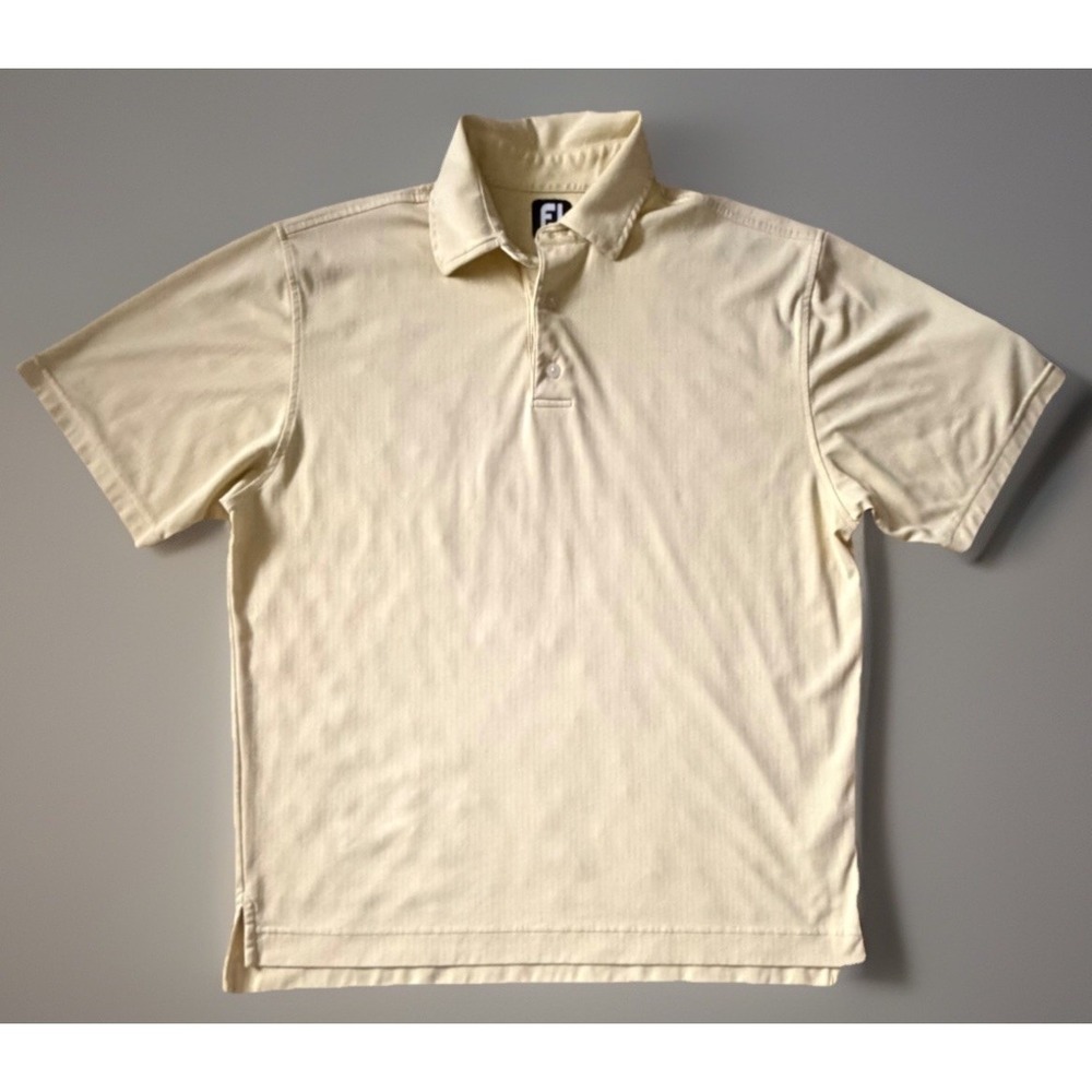 FootJoy Golf Short Sleeve Collared Polo Shirt Yellow Embroidered Logo Large JBHS